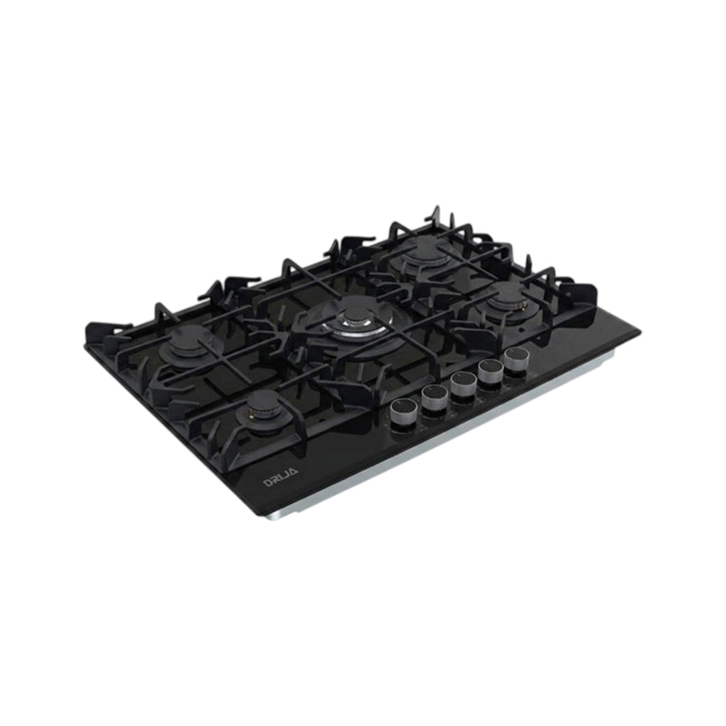 Tope de cocina a gas vitro Toscana Pro-B 5 hornillas 76cm negro Drija