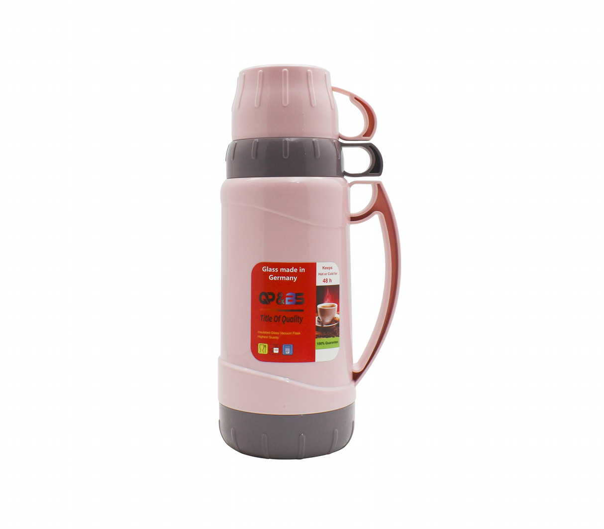 Termo de café 1 litros plástico rosado QP & BS