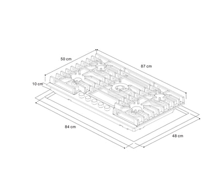 Tope de cocina a gas 5 hornillas 90cm (36") nova pro + acero Vetrux