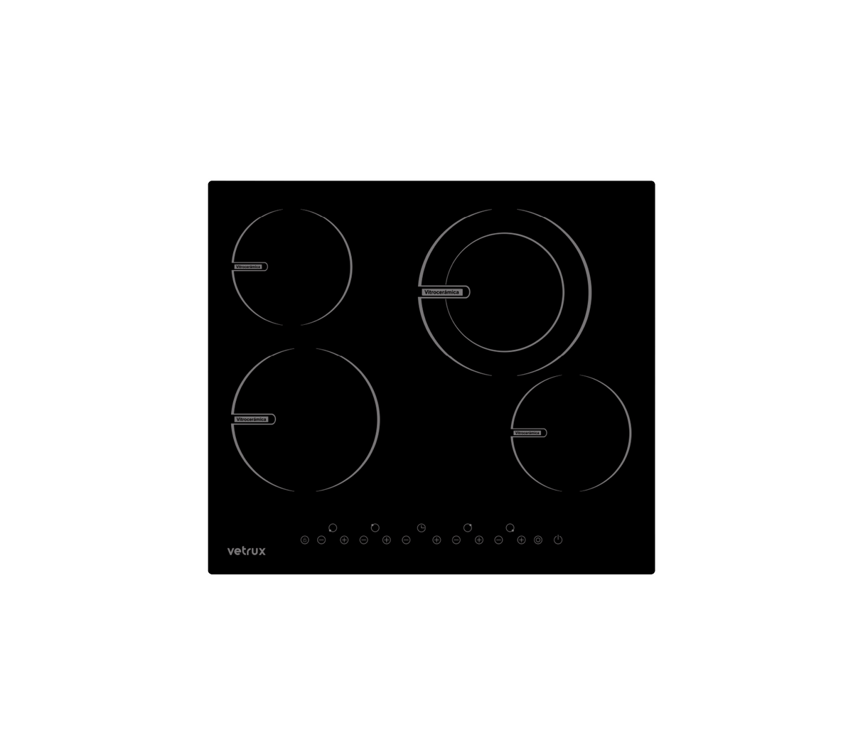 Tope de cocina eléctrico 4 hornillas 60cm (24") Prestige Negro Vetrux