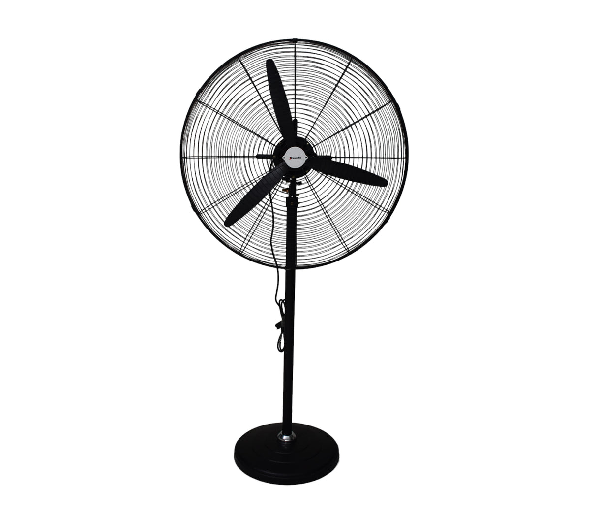 Ventilador industrial de Pedestal 26" 3 aspa plástica 130w negro Powerfik
