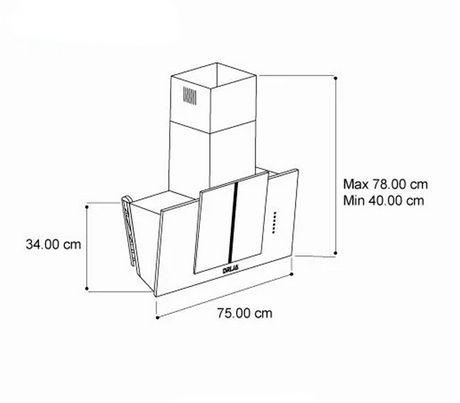 Campana vetro 76cm (30") 3 vel 110-120V negro Drija