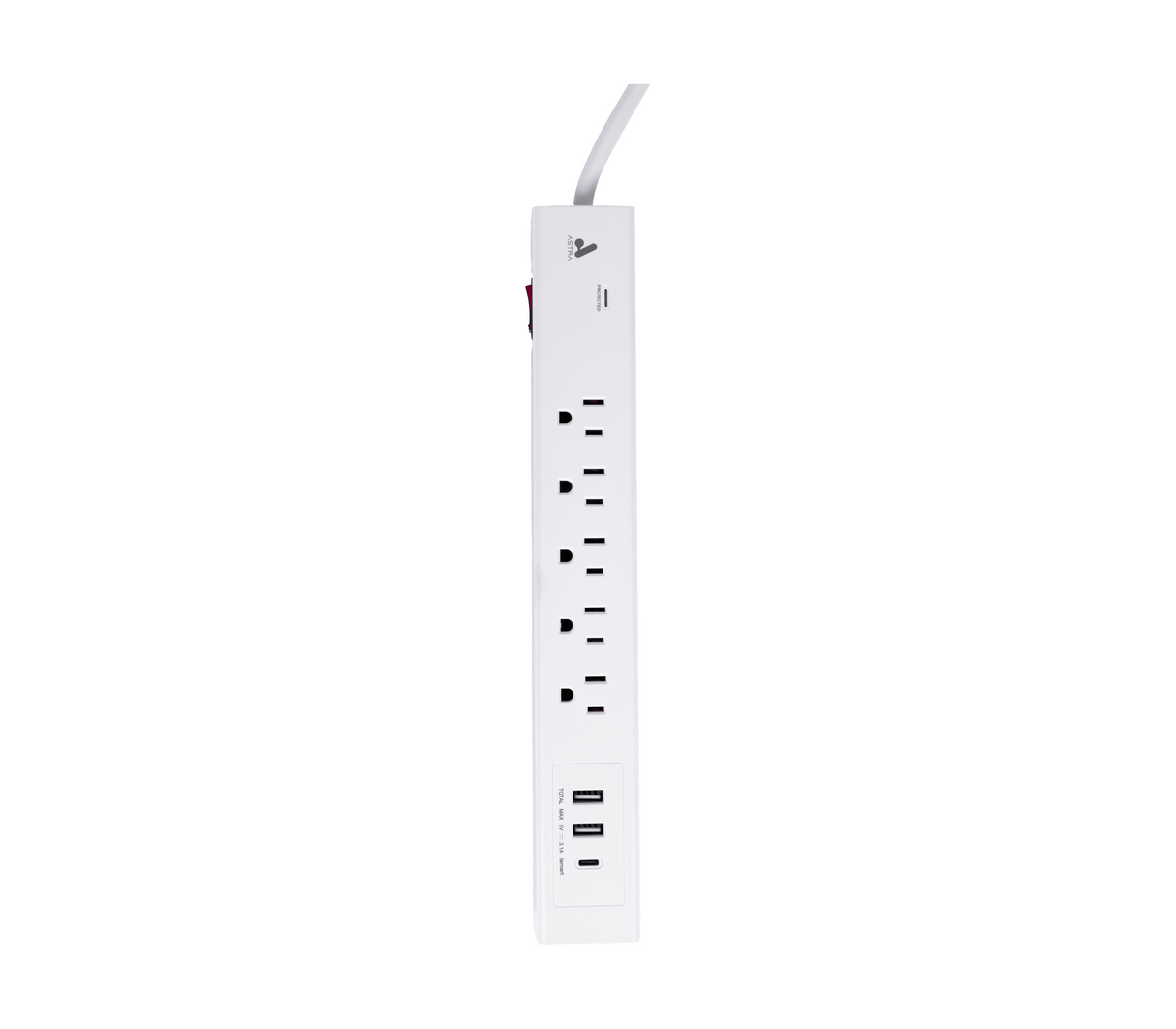 Regleta 5 tomas sobretensión 2 usb/ 1 usb-c blanco Astra