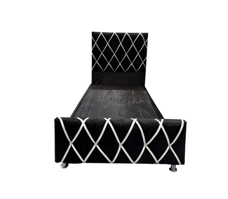 Box Spring Individual C/Copete Decorativo Tela Gamuza Fabricadora Man