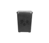 Cesta de ropa rectangular ratan con tapa 42x32x55cm gris Alfa Hogar
