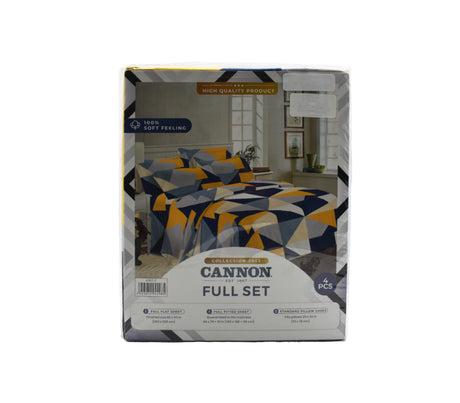 Juego de sábana matrimonial full estampado 4 piezas Cannon
