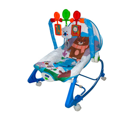 Silla mecedora con accesorios y sonido Diseño oso azul Bebesitos