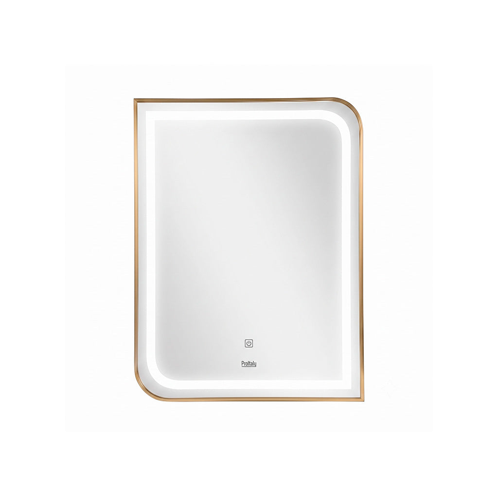 Espejo con interruptor táctil LED marco de aluminio dorado Proitaly