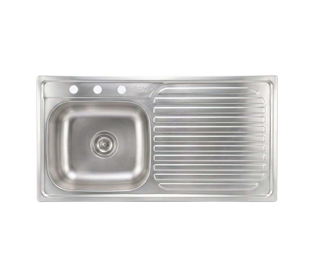 Fregadero 100x50cm sobreponer con bordes sin perfil 1 ponchera izquierda con escurridor Fermetal