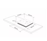 Tope de cocina Dual Gas/Eléctrico 4 hornillas 60cm (24") 220V Negro Flexi Vetrux