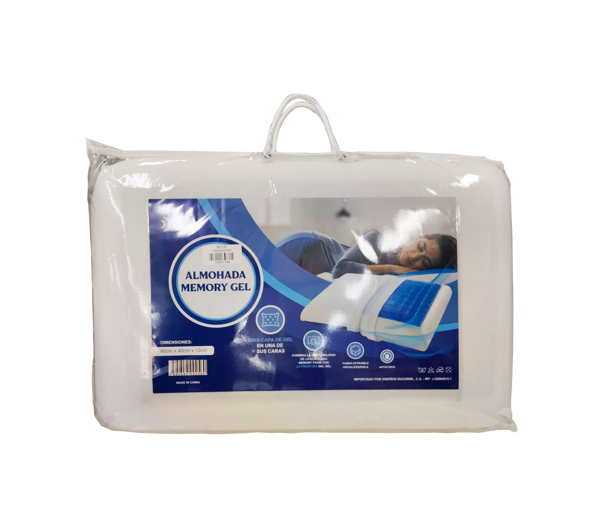 ALMOHADA VISCOELASTICA CON GEL 60X40X12 CM DUCARSIL