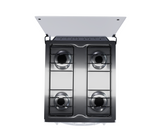Cocina a gas 4 hornillas con tapa de vidrio blanco Omega Electronics