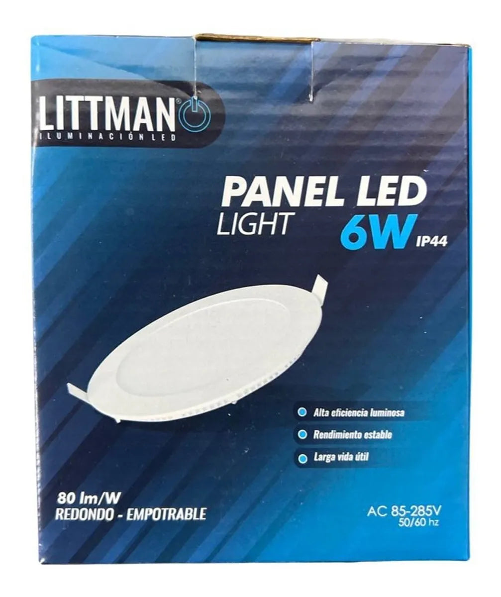 Panel led 6w redondo empotrable Littman