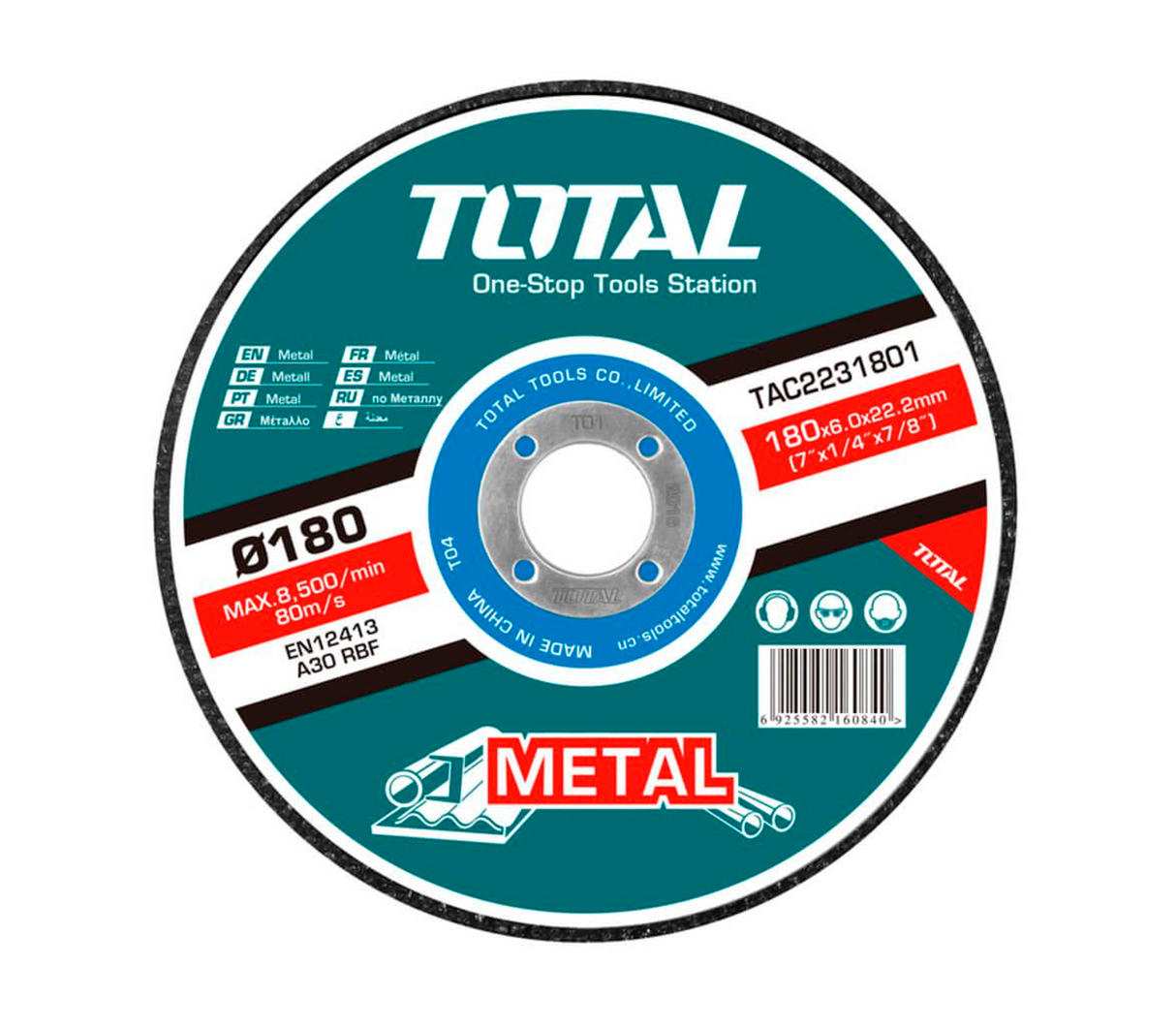 Disco de desbaste metal 7" Total