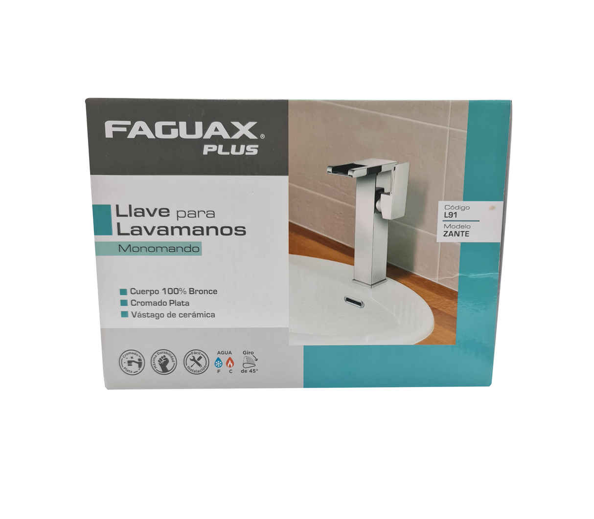 Llave para lavamanos monomando bronce cerámica Zante Faguax