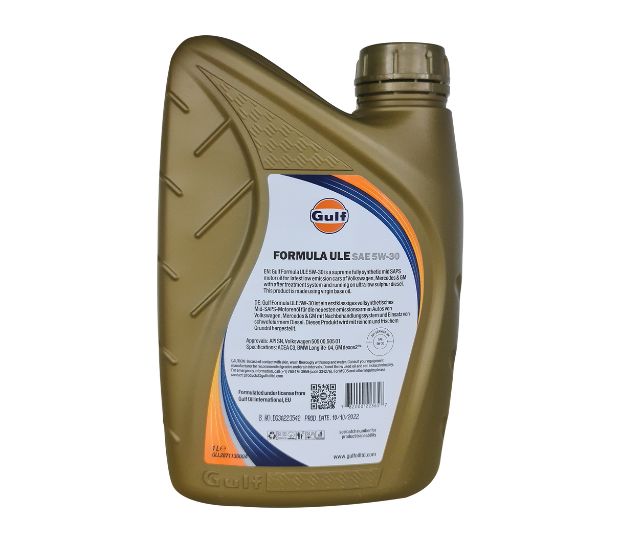 Lubricante automotriz formula ULE 5W-30 full sintético 1 litro Gulf