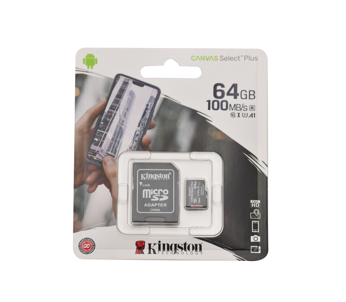 Micro SD 64GB + Adaptador Kingston –