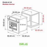 Horno para empotrar a gas oceania 60cm Drija