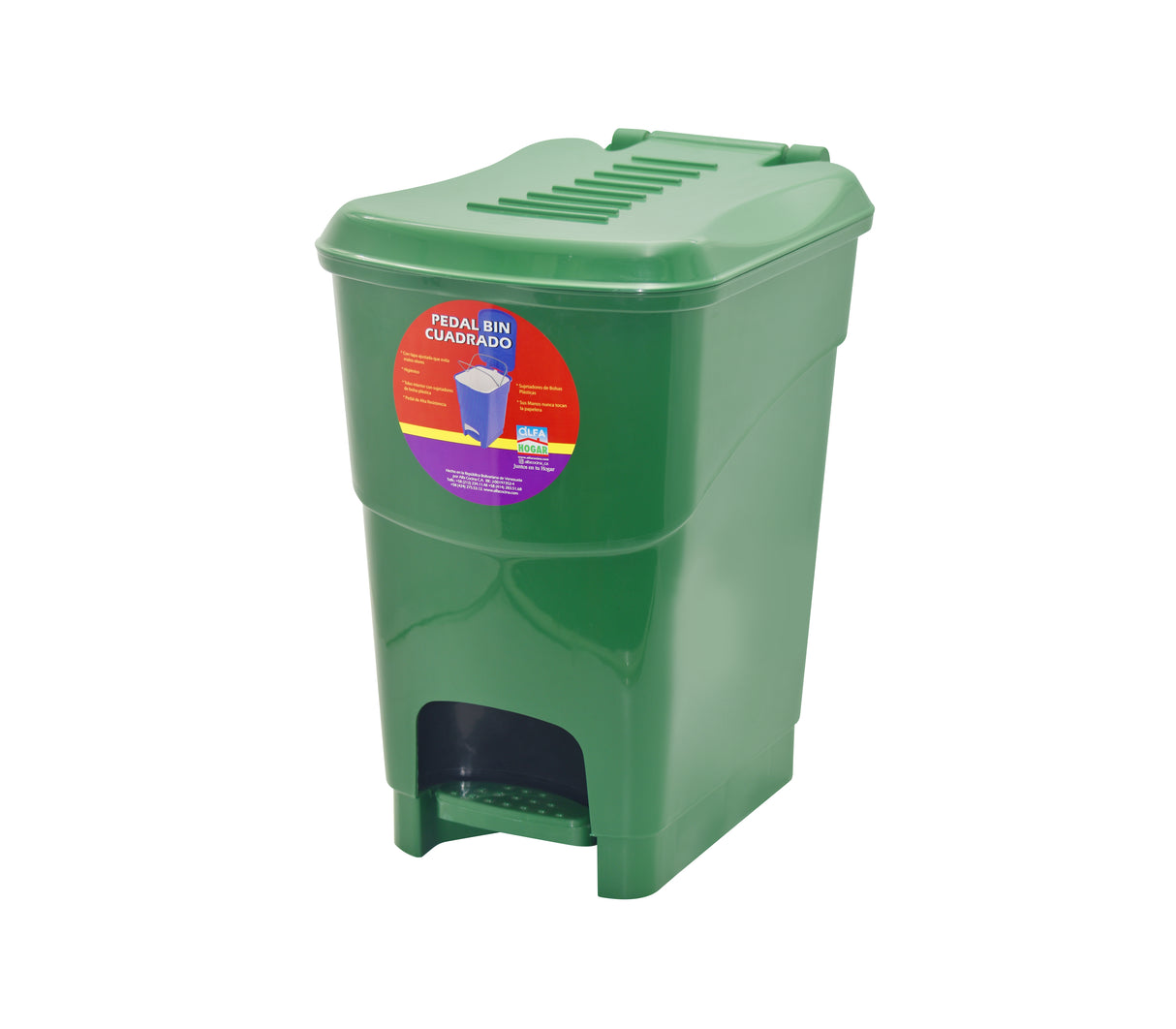 Papelera cuadrada Pedal Bin Alfa Hogar