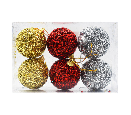 Set de 6 bolas 6cm color oro, plata y rojo ZAF20036 Gtronic