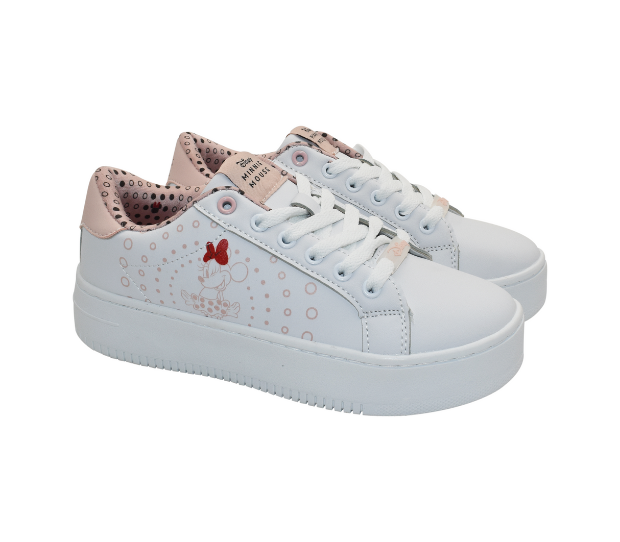 Zapato deportivo para dama Minnie lazo rojo y c rculos Disney
