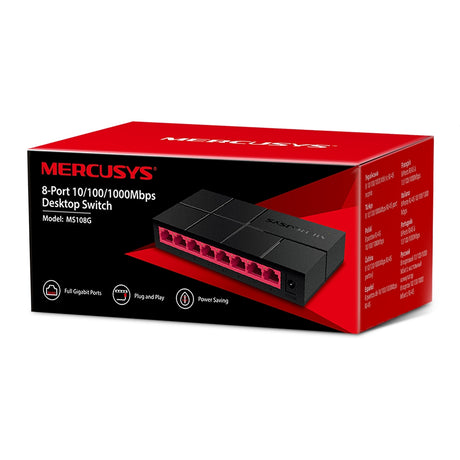 Switch 08-Port 10/100/1000 MBPS MS108G Desk Negro Mercusys