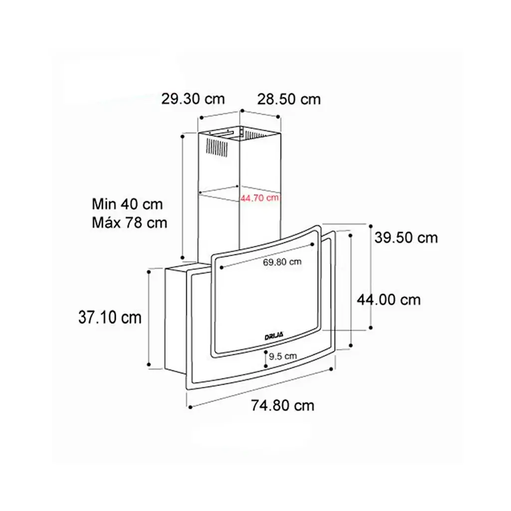 URANO76-NG Campana Urano 76cm (30) 110-120V negra Drija 2.webp