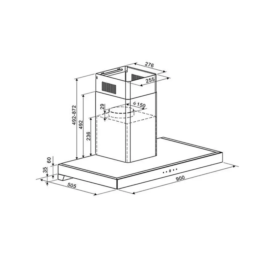PIRAMIDE90-NG Campana pirámide 90cm (36) 110V Negro Drija 2.webp