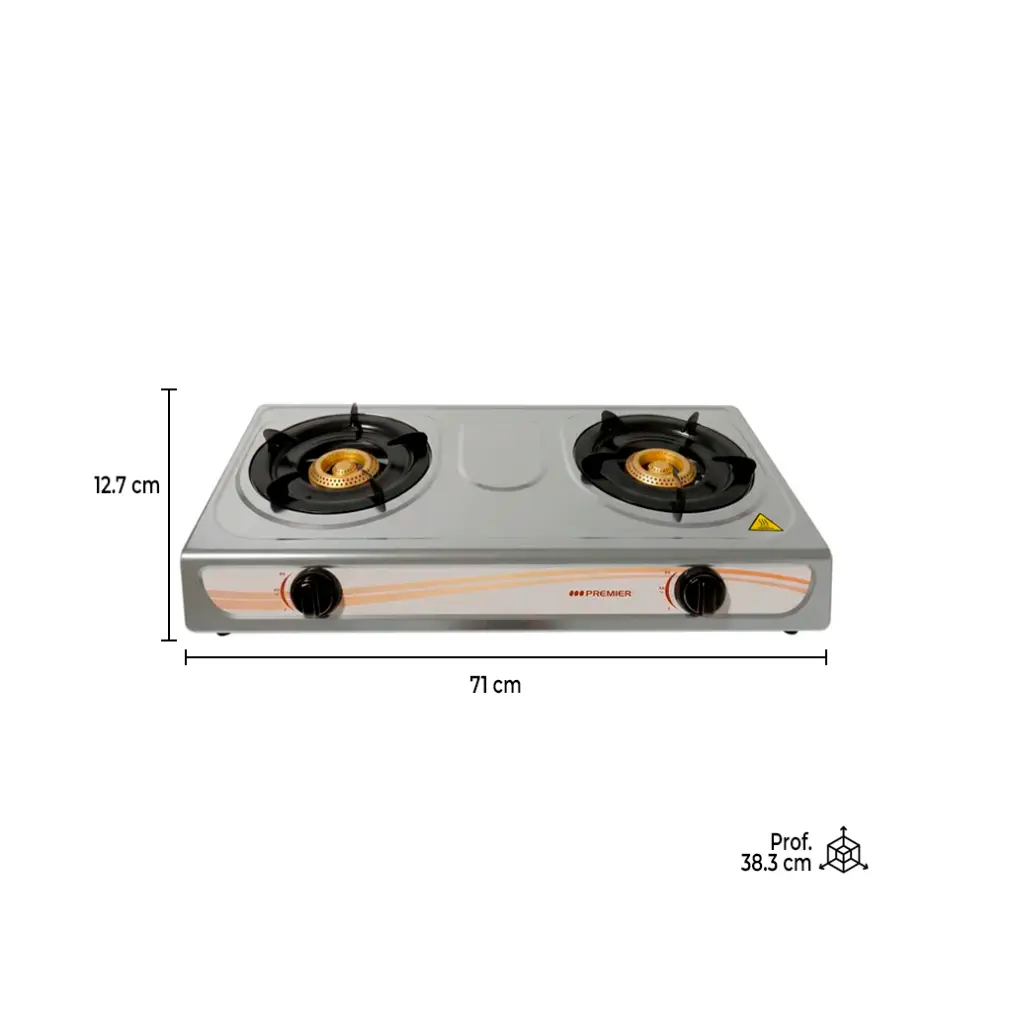 Cocina de mesa a gas 2h acero inoxidable Premier.webp