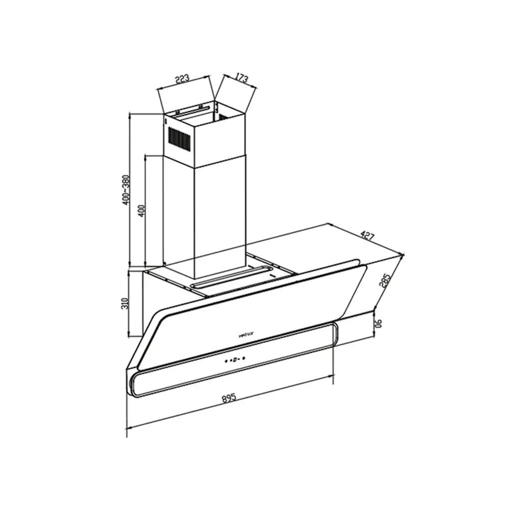 CAMP-AURA90.NG Campana Aura 90cm negro Vetrux 2.webp