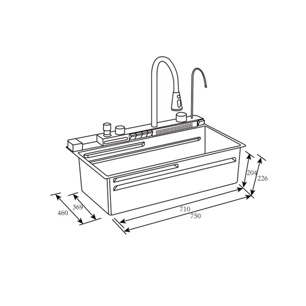 FLUSSO PRO 75 Fregadero Flusso Pro 75 1 tina + accesorios acero inox Vetrux ODOO 4.webp