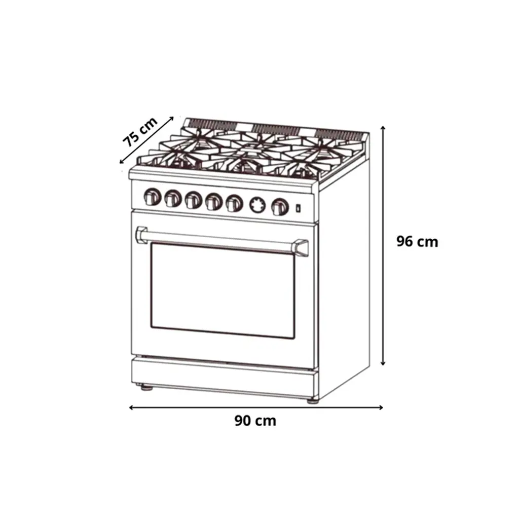 Cocina a gas piso Venecia 90cm 5 hornillas acero Drija (1).webp