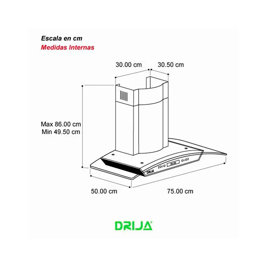 PRI-TOUCH76-AC Campana Prisma Touch 76cm acero Drija 3.webp