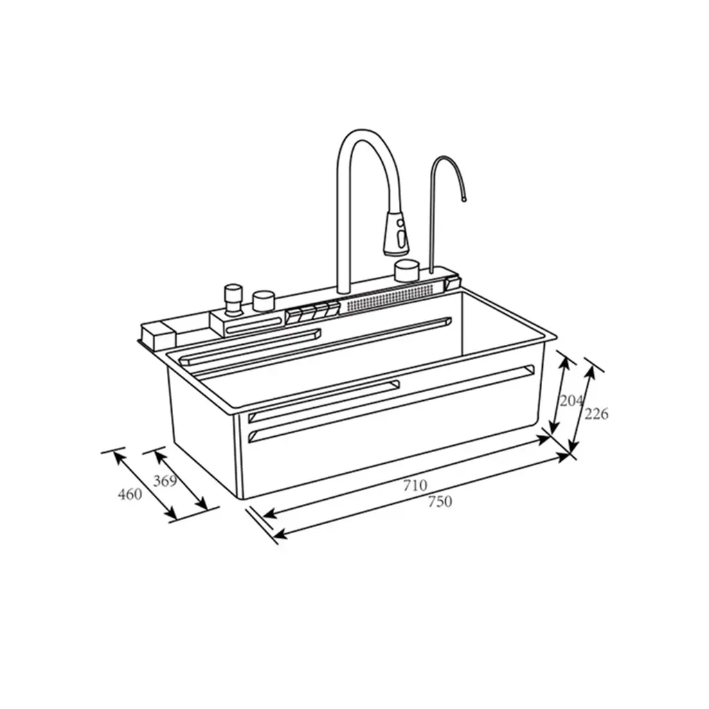 FLUSSO PRO 68 Fregadero Flusso Pro 68 1 tina + accesorios acero inox Vetrux ODOO 2.webp