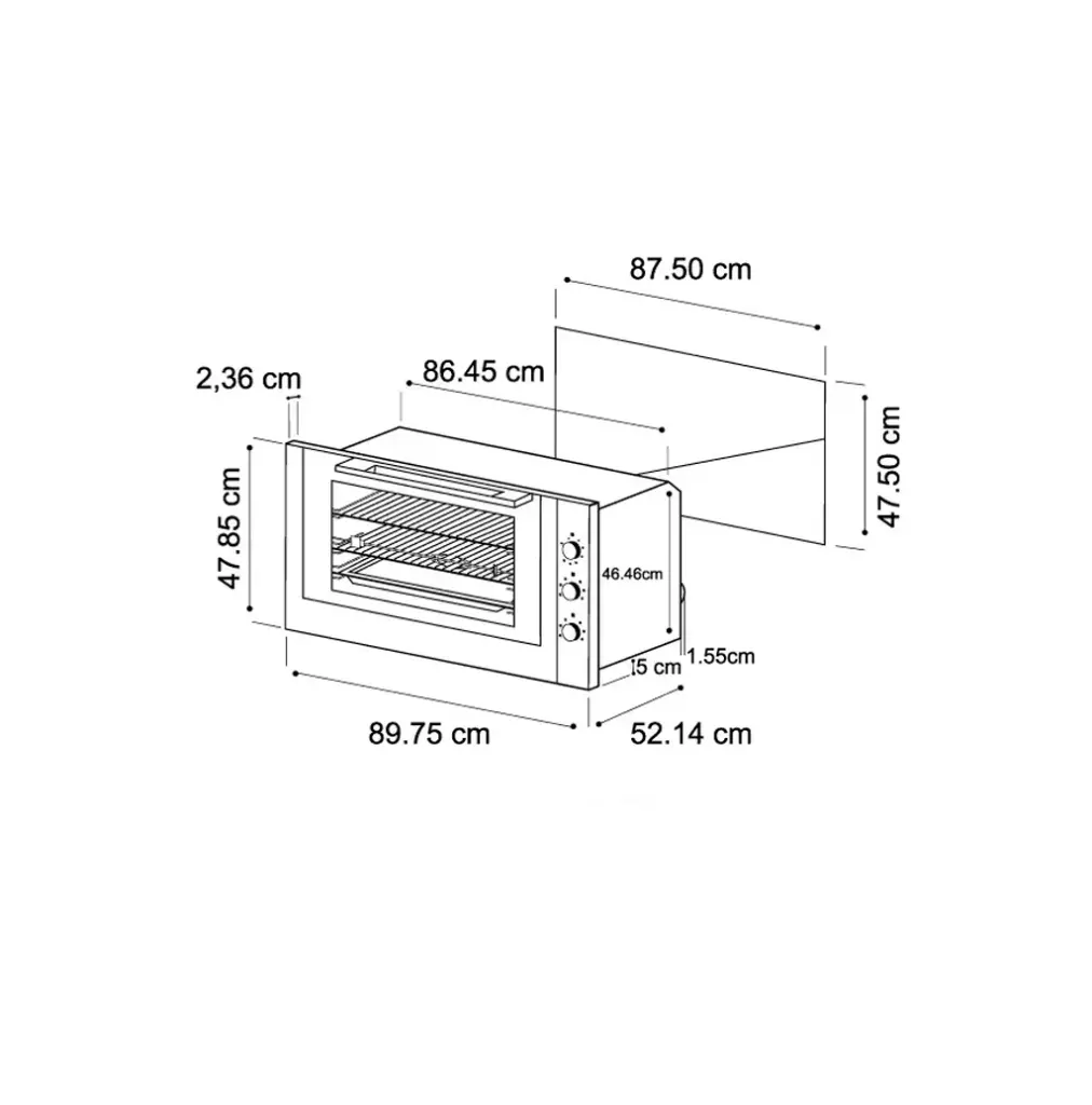 Horno eléctrico Elektro pro 90cm 220V Vetrux.webp