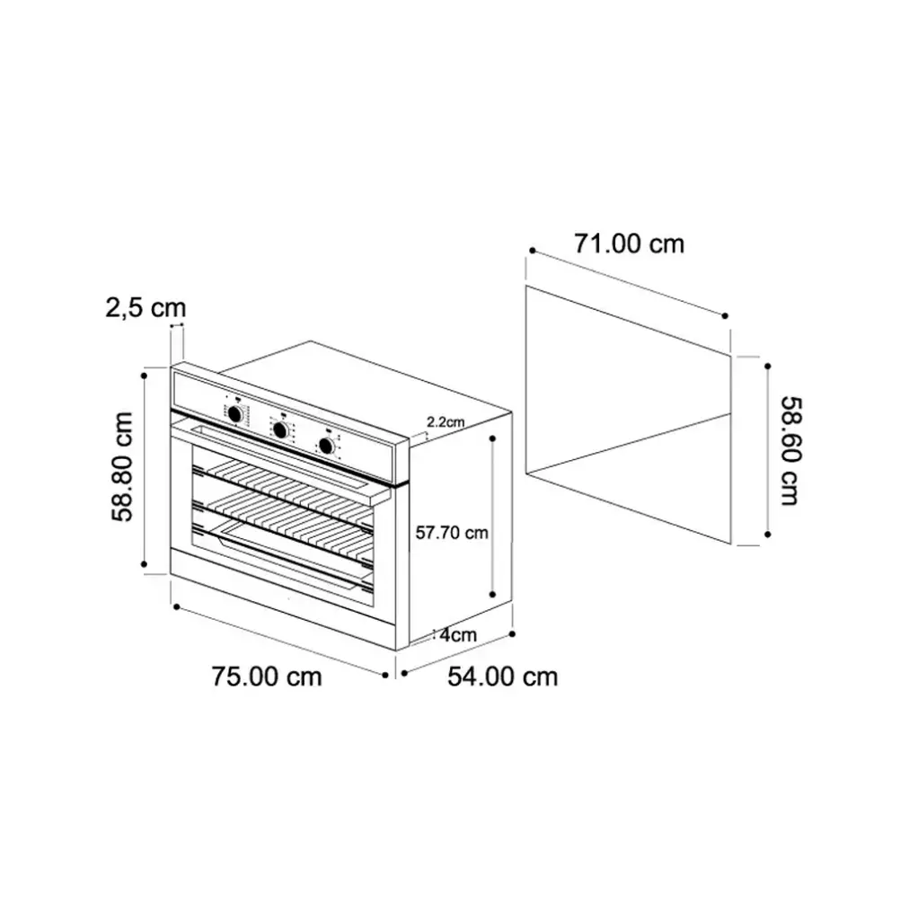 Horno eléctrico Elektro pro 76cm 22OV Vetrux.webp