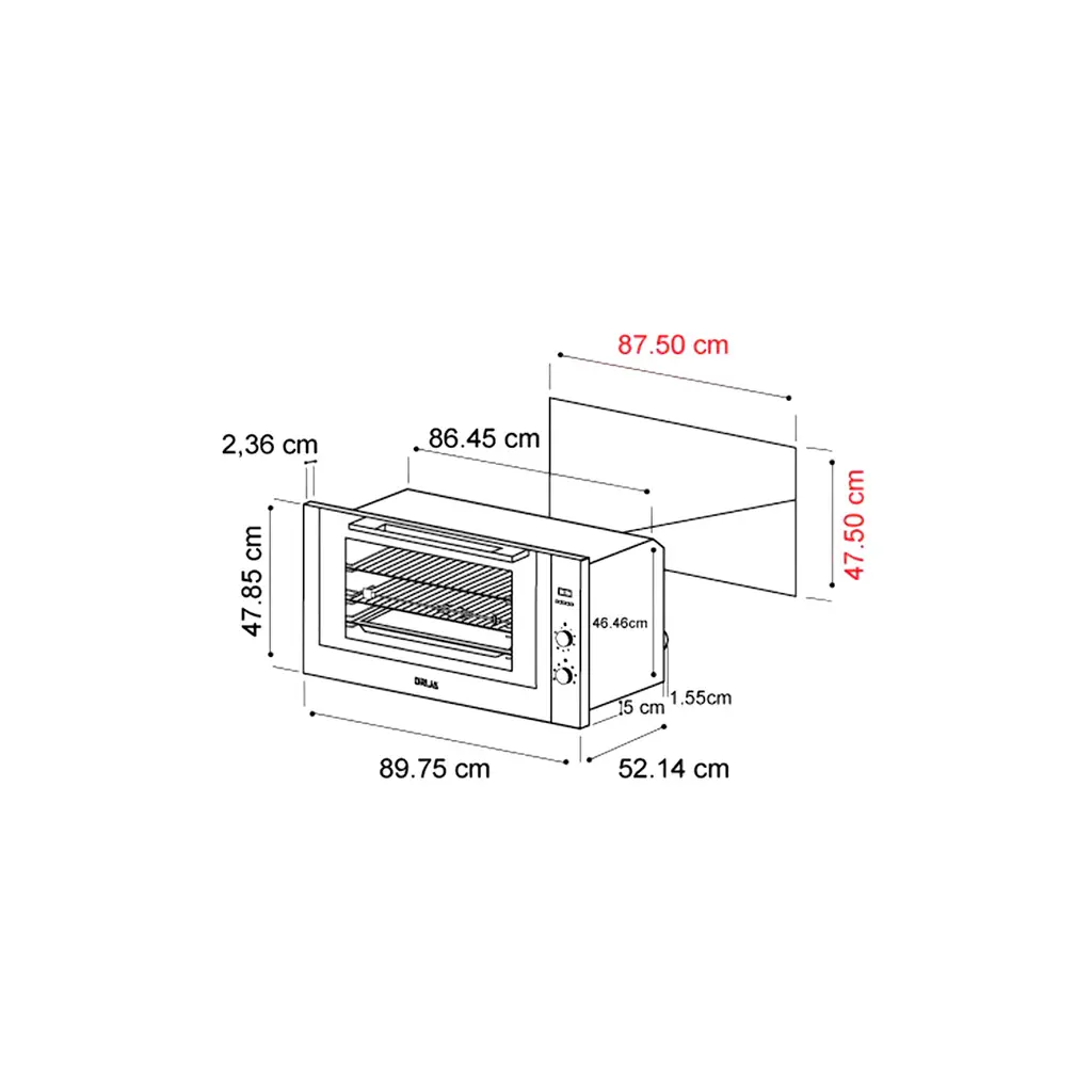 Copia de AMERICA90-AC-ELEC Horno p-empotrar Eléctrico 90cm (36) América 220v acero Drija - (2).webp