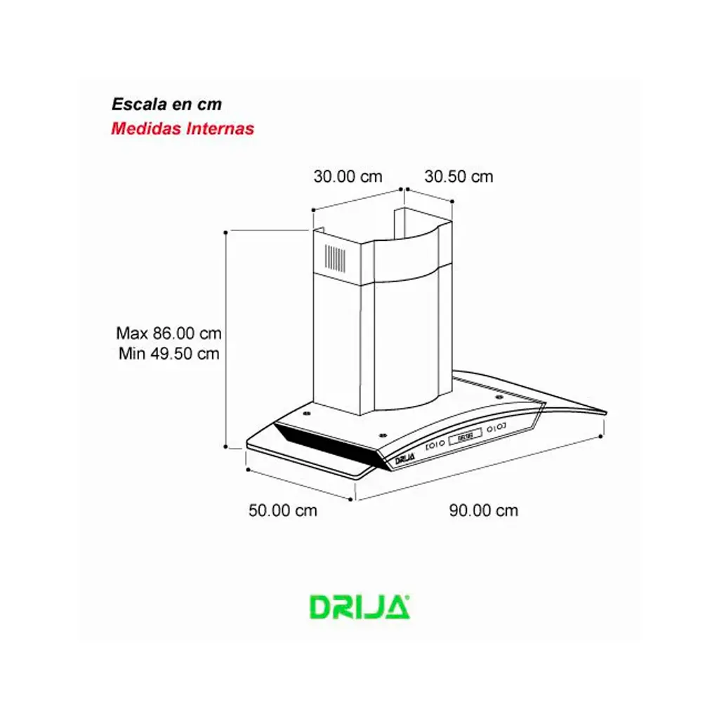PRI-TOUCH90-AC Campana Prisma touch 90cm 3 velocidades acero Drija 3.webp