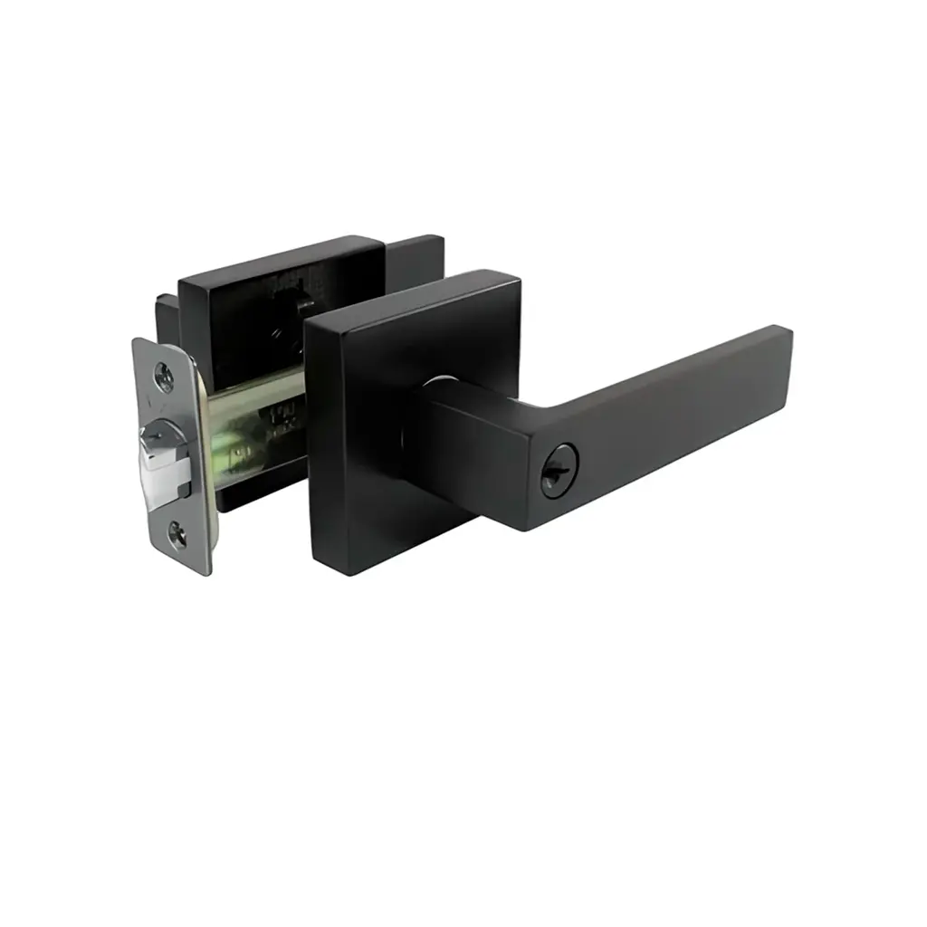 Cerradura manilla venecia baño megro mate caja Visalock