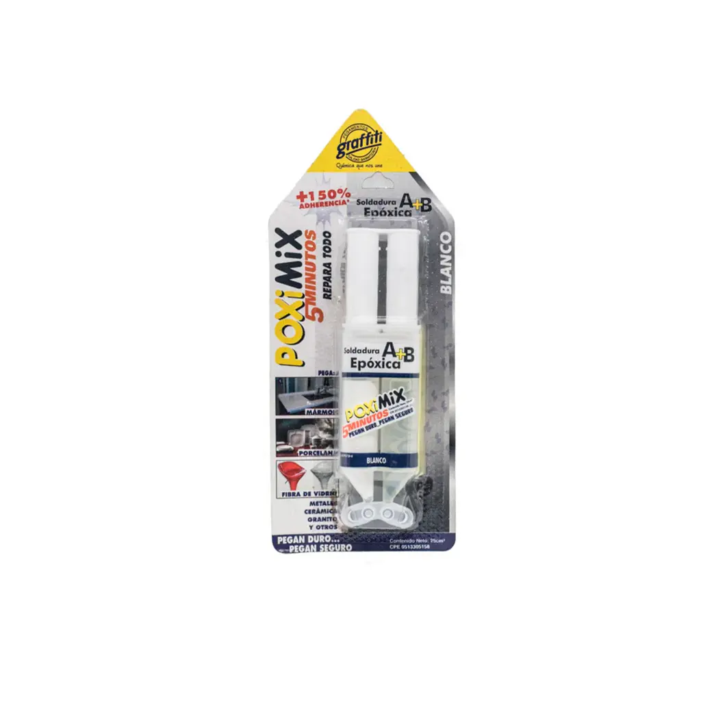 Soldadura Epóxica 5min Jeringa 25 cm³ blanco Poximix