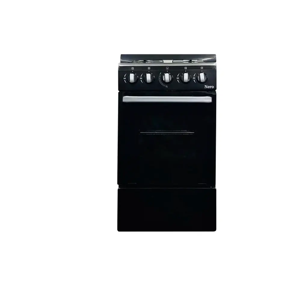Cocina a gas 20" de piso 4 hornillas con horno negro Nero