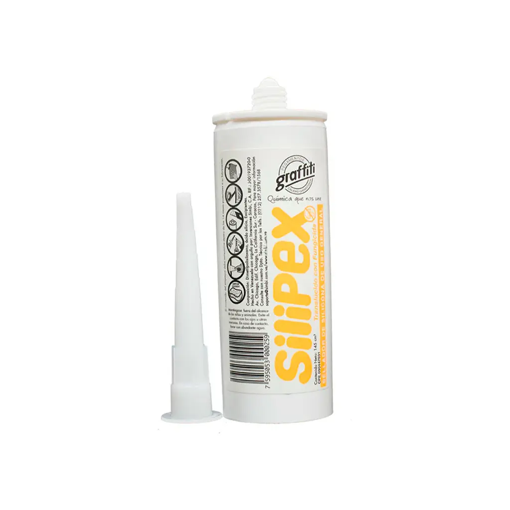 Sellador de silicon uso general con fungicida 145 cm³ Translúcido Silipex