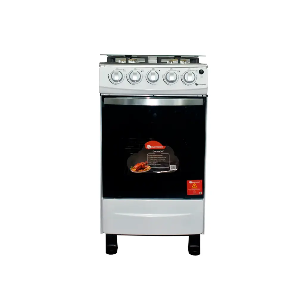 Cocina a gas 20" de piso 4 hornillas blanca Sj-20B4HJ Sj Electronics