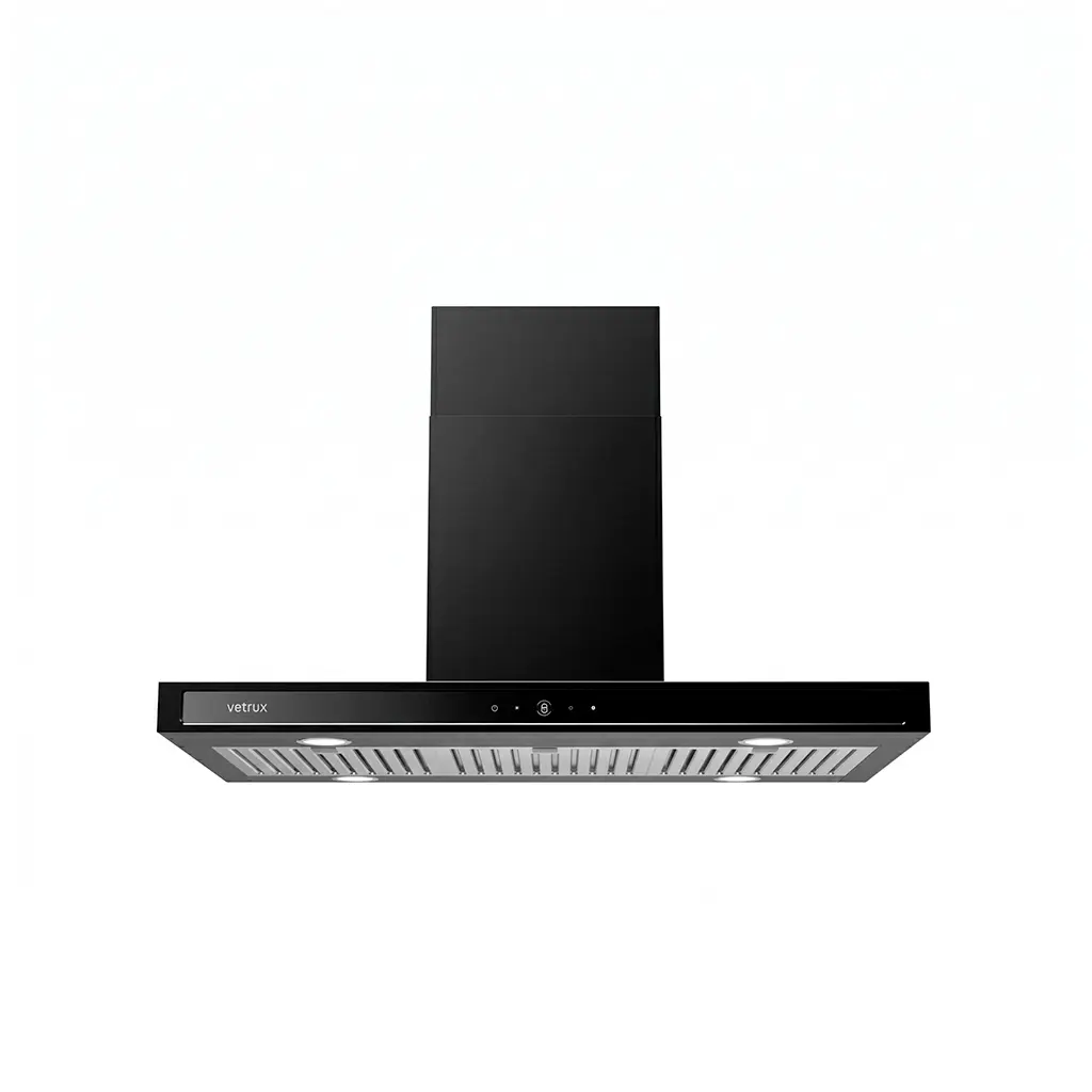 Campana Tetra Isla Touch 76 cm negra Vetrux