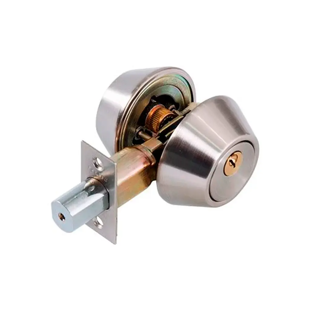 Cerrojo llave/perilla acero brillante cilindro bronce cer0123 Run