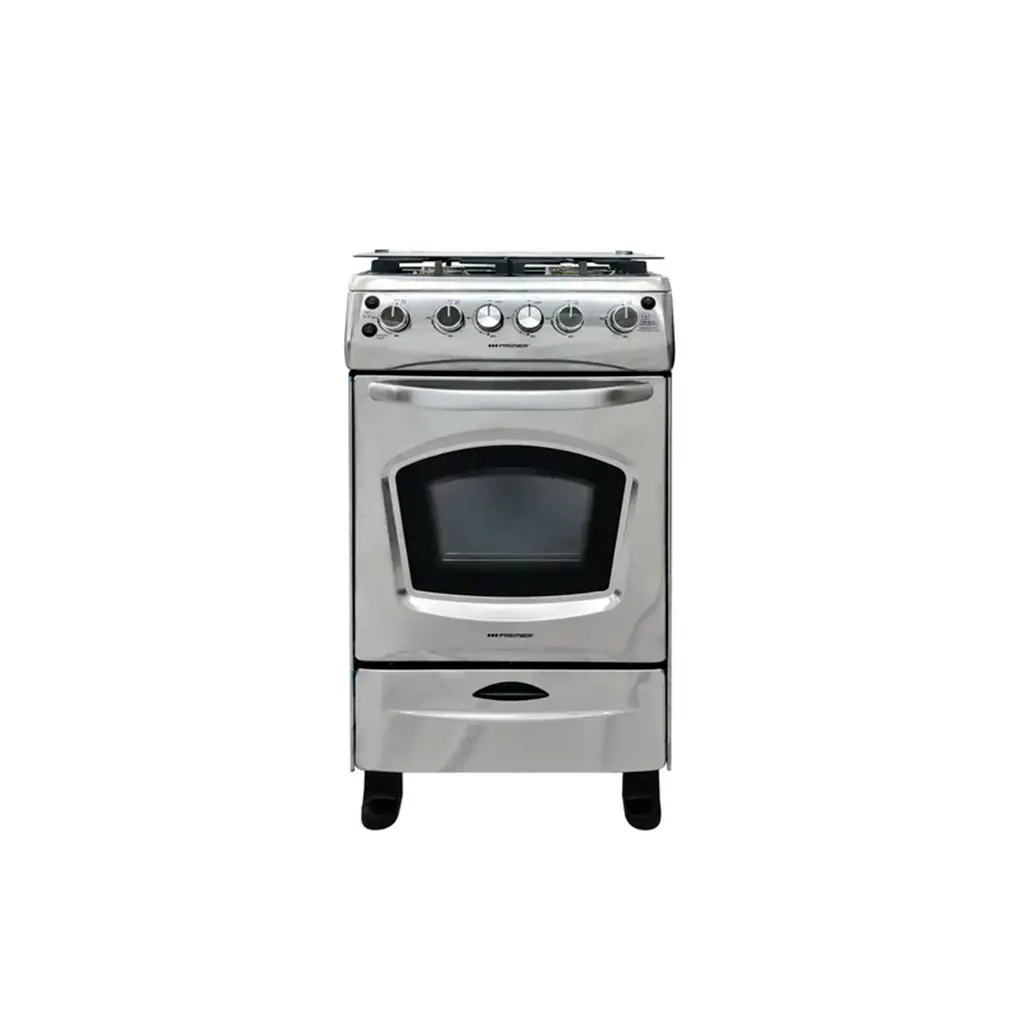 Cocina a gas 20" de piso 4 hornillas con horno acero inoxidable Premier
