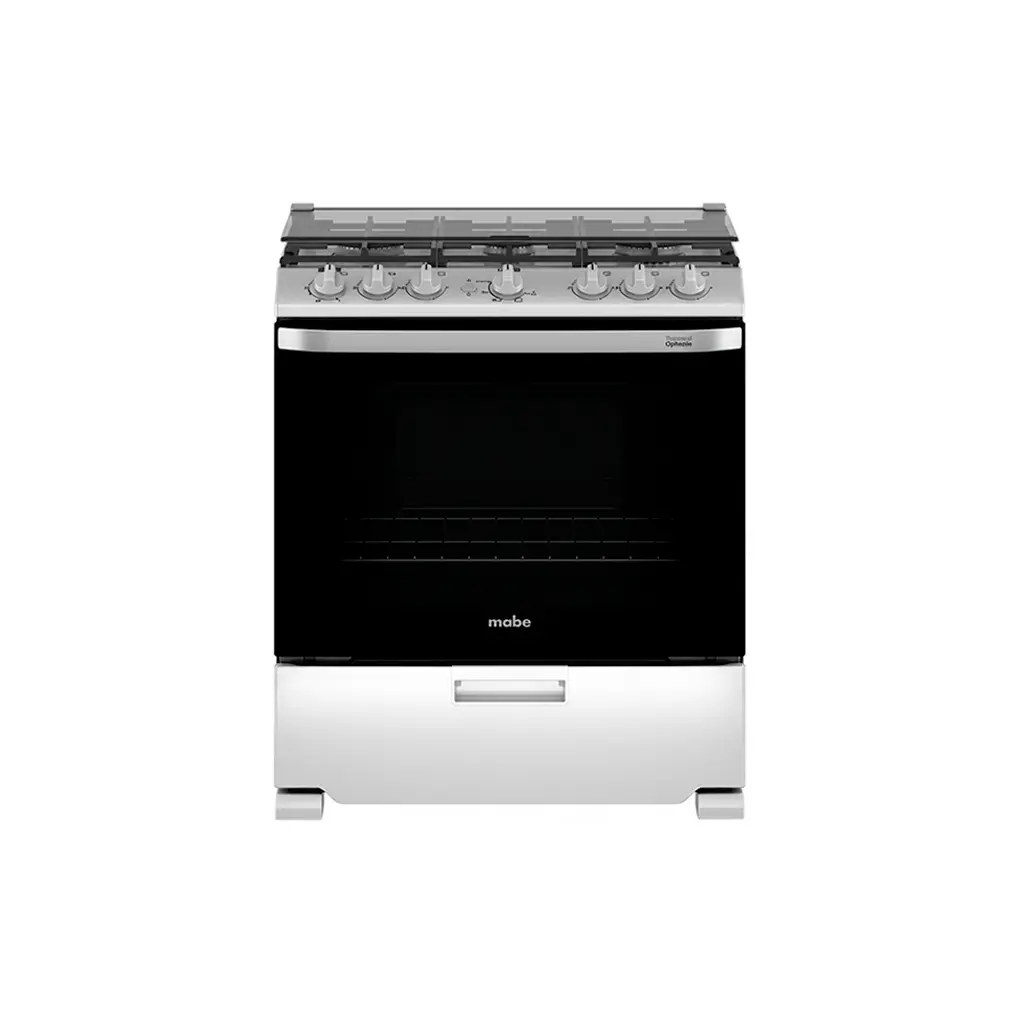 Cocina a gas piso 76cm 6 hornillas acero/inox Mabe