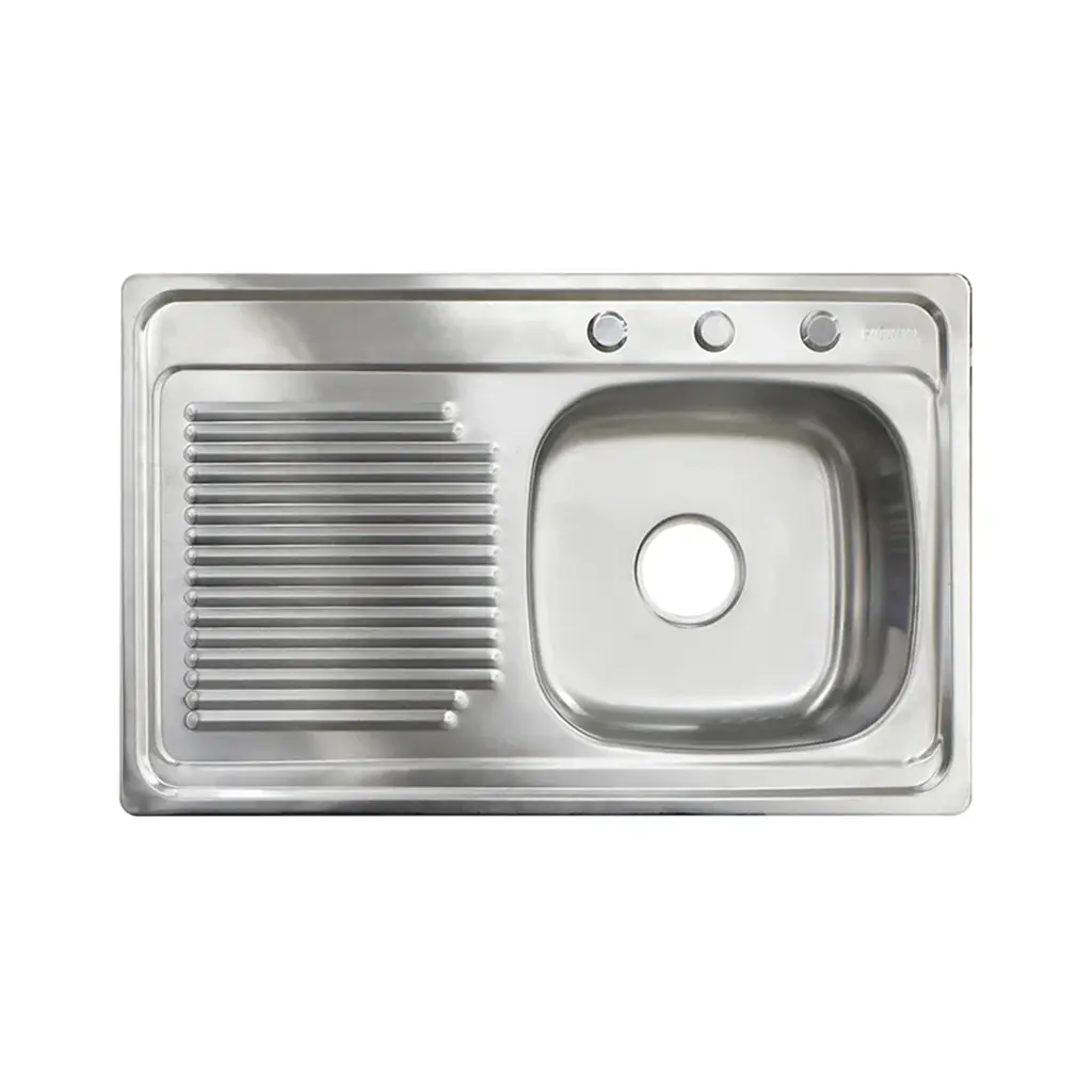 Fregadero una tina con escurridor izquierdo 800x500x150 acero inoxidable Faguax