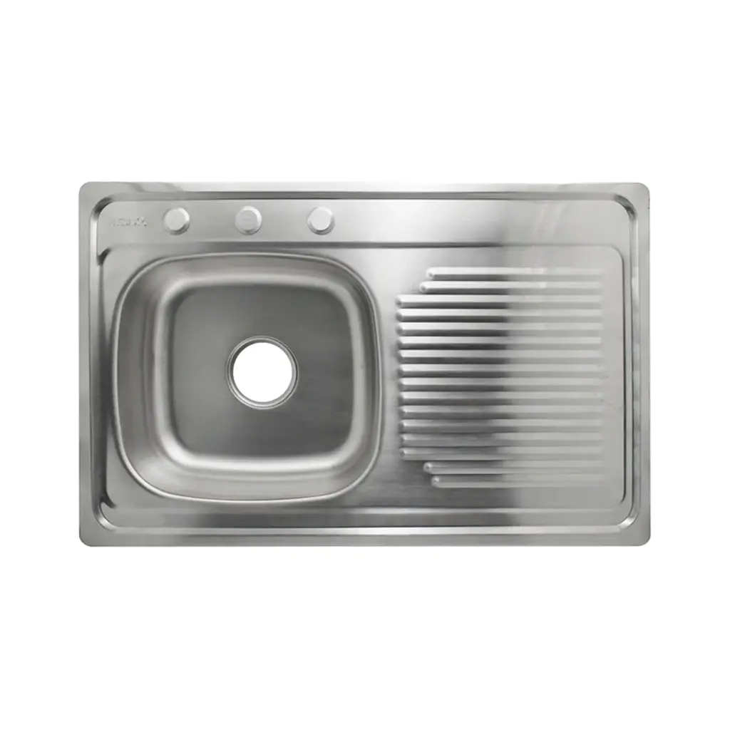 Fregadero una tina con escurridor derecho 800x500x150 acero inoxidable Faguax