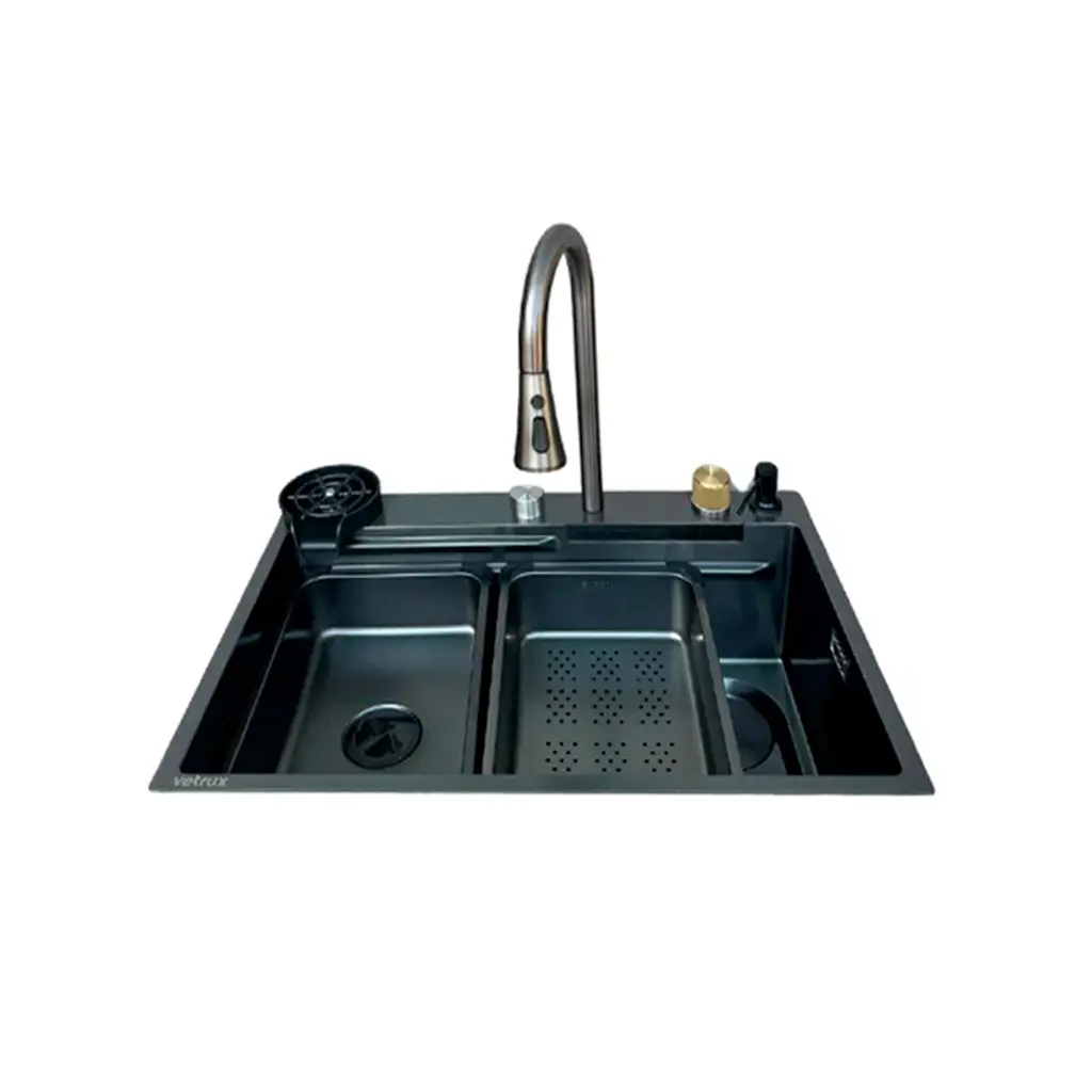 Fregadero Flusso 75 1 tina + accesorios acero Inox Vetrux